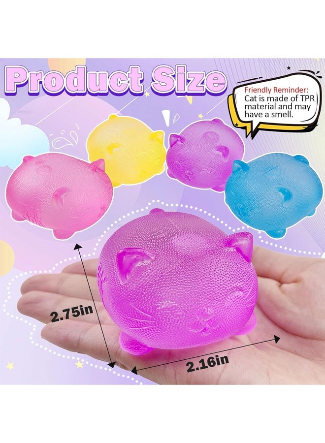 4 Pack Anxiety Relief and Focus Toys, Maltose Filled Squeeze Cat Toys for Sensory Play, Sensory Fidget Toys for Adults and Kids - Image 2