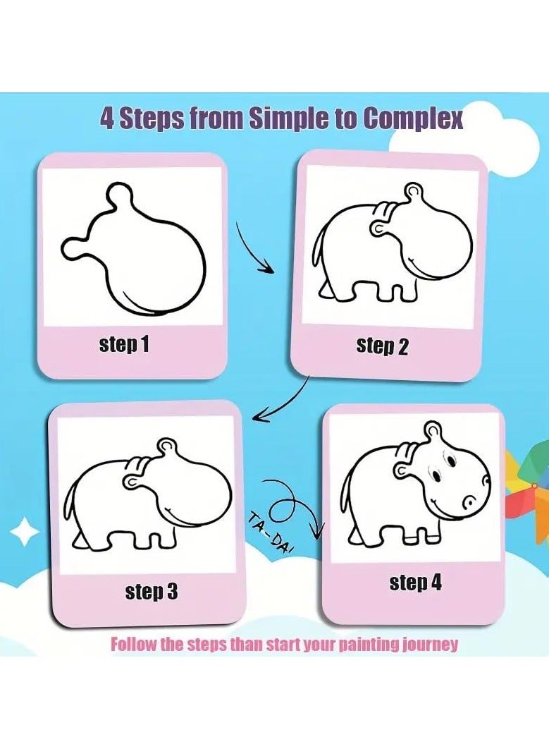 كيف ترسم كل شيء -300 رسم سهل ومرح للأطفال، مبتدئين رسومات خطوة بخطوة لحيوانات ظريفة، طعام، هدايا (كتابان) - Image 3