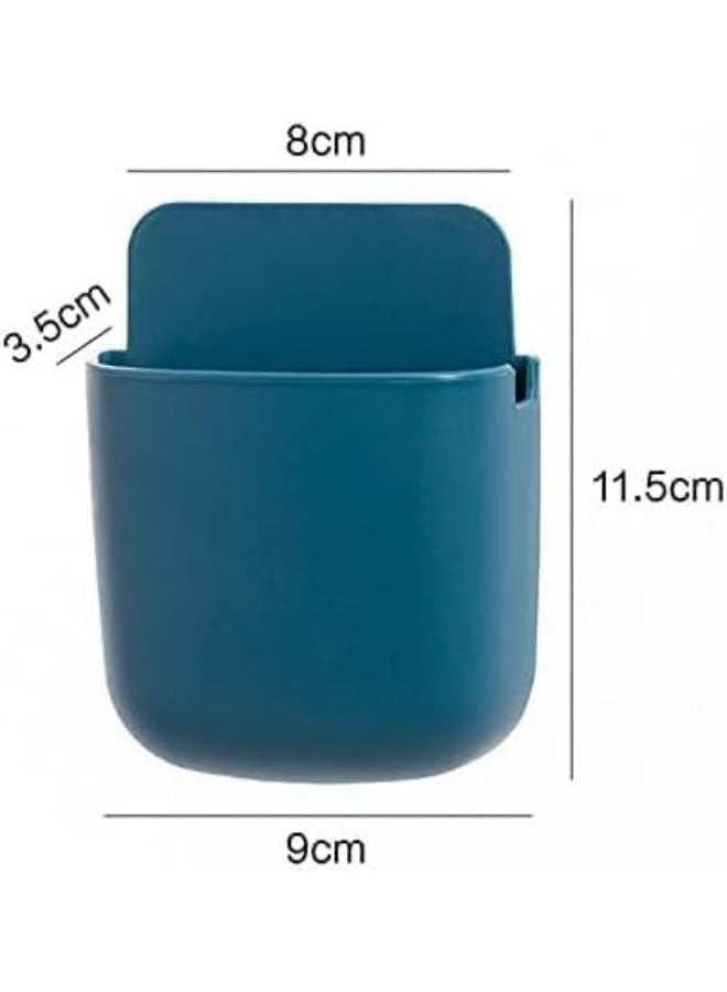 4 قطع صندوق تخزين مثبت على الحائط، صندوق تخزين وسائط مثبت على الحائط، حامل جهاز تحكم عن بعد ذاتي اللصق مثبت على الحائط، قوي ومتين، للهواتف المحمولة وأجهزة التحكم عن بعد والأقلام، 4 ألوان - Image 2