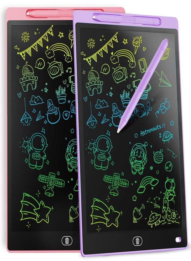 Genialba [2 Pack] Genialba LCD Writing Tablet 12-Inch Colorful Doodle Board, Toddler Learning Educational Toys Gifts for 3-8 Years Old Girls and Boys, Electronic Drawing Pad for Kids (Pink&Purple) - Image 1