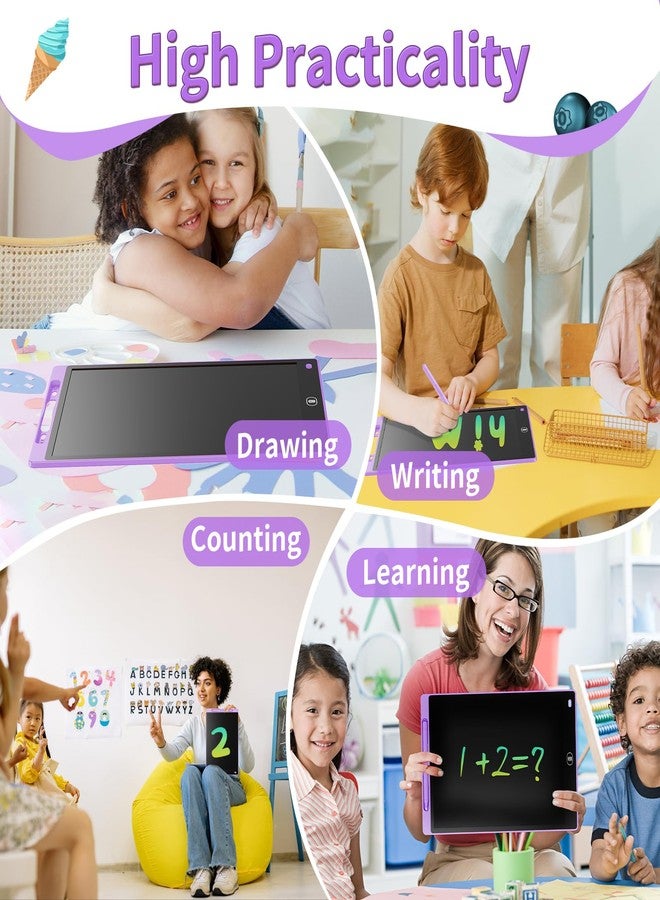 Genialba [2 Pack] Genialba LCD Writing Tablet 12-Inch Colorful Doodle Board, Toddler Learning Educational Toys Gifts for 3-8 Years Old Girls and Boys, Electronic Drawing Pad for Kids (Pink&Purple) - Image 5