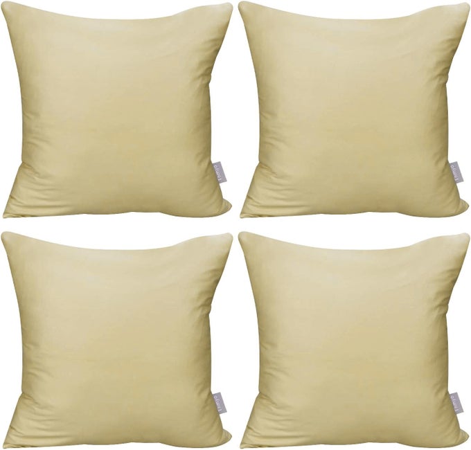 4PACK 100 COTTON COMFORTABLE SOLID DECORATIVE THROW PILLOW CASE SQUARE CUSHION COVER PILLOWCASE SUBLIMATION BLANK PILLOW COVERS DIY THROW PILLOWCASE FOR COUCH SOFA16X16 INCH 40X40CMKHAKI