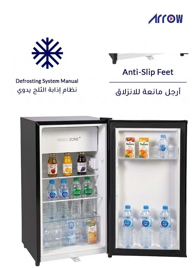 ارو ثلاجة باب واحد - 84 لترًا (3 قدم مكعب) - تحكم ميكانيكي -  غاز تبريد R600a منخفض الضوضاء - أسود  - RO-100RDKR - Image 2