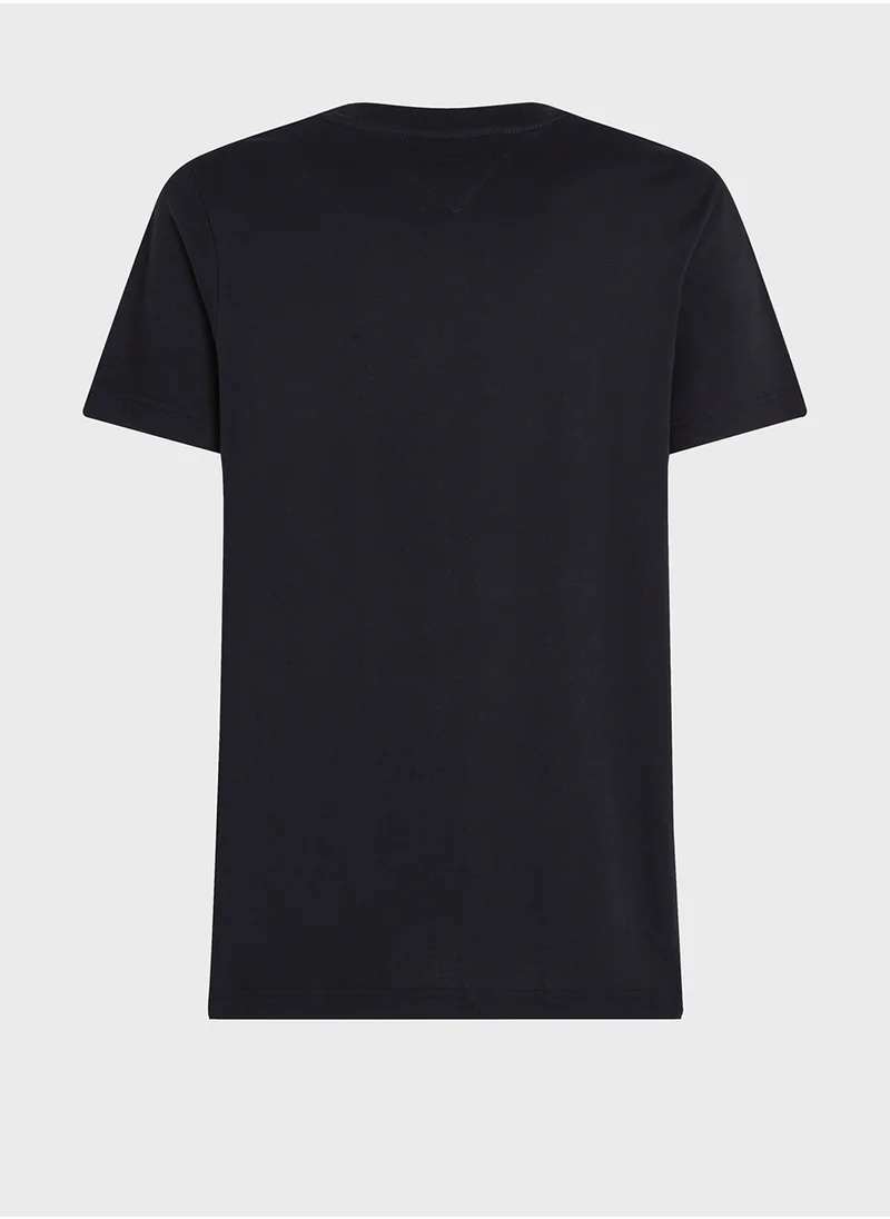 تومي هيلفيغر Logo Print  Crew Neck T-Shirt