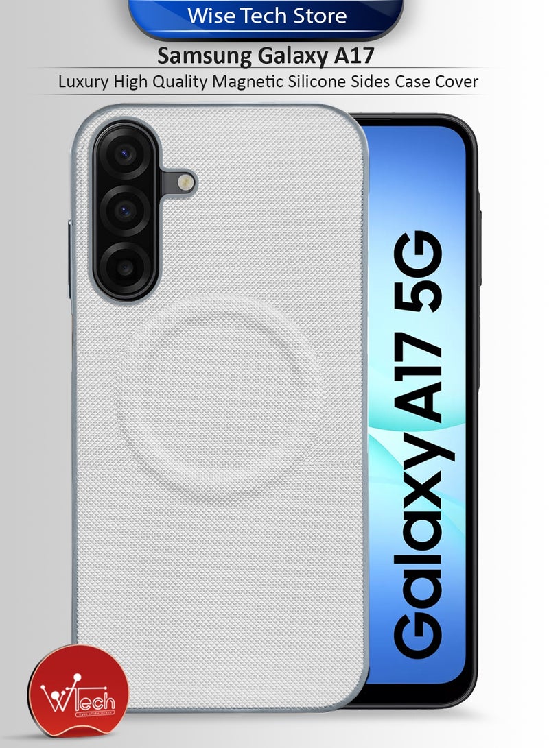 Wtech Samsung Galaxy A17 5G 2025 Luxury High Quality Magnetic Silicone Sides Case Cover (MCRPSN) - White - Image 1