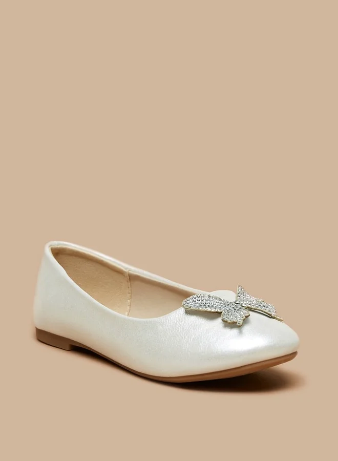 Flora Bella By Shoexpress Girl's Butterfly Embellished Slip-On Round Toe Ballerina Shoes