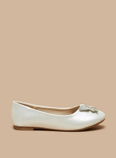 Flora Bella By Shoexpress Girl's Butterfly Embellished Slip-On Round Toe Ballerina Shoes