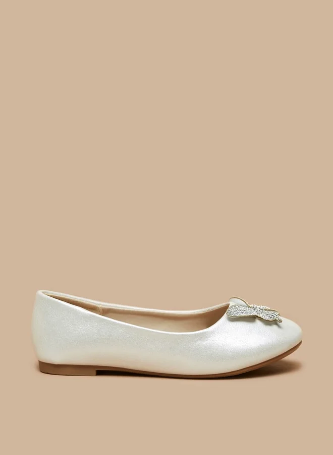 Flora Bella By Shoexpress Girl's Butterfly Embellished Slip-On Round Toe Ballerina Shoes