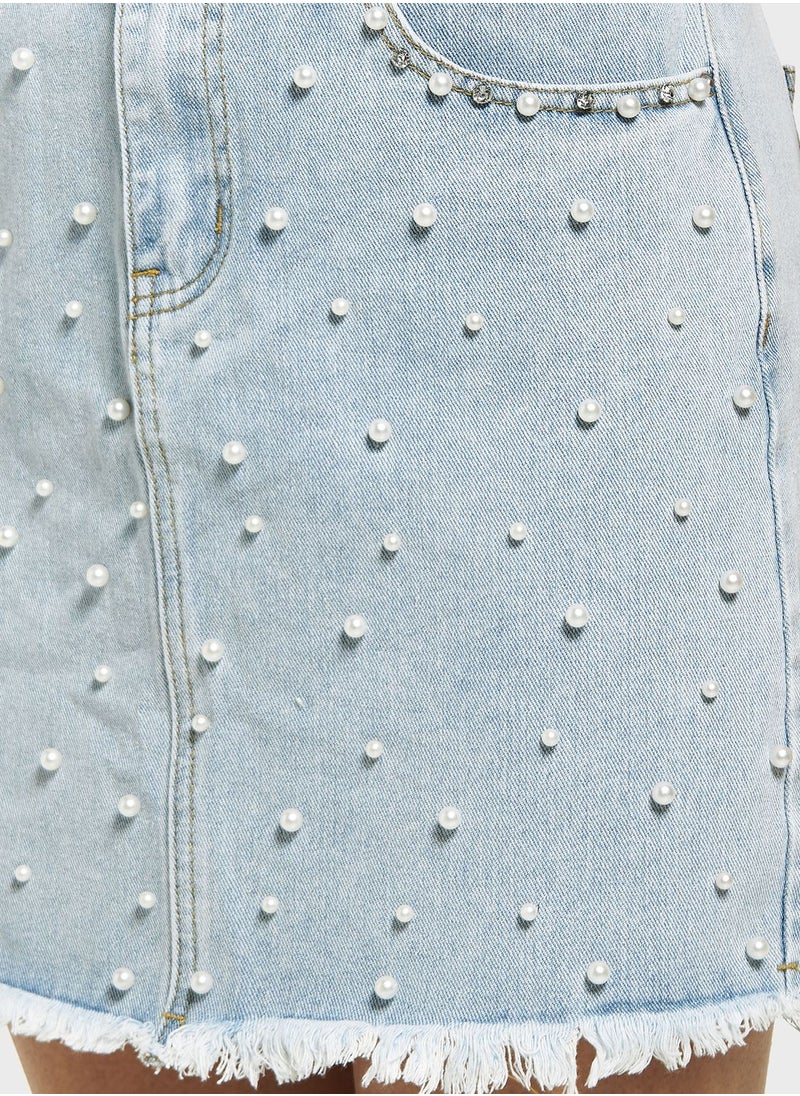2Xtremz - Embellished Denim Mini Skirt - Image 1