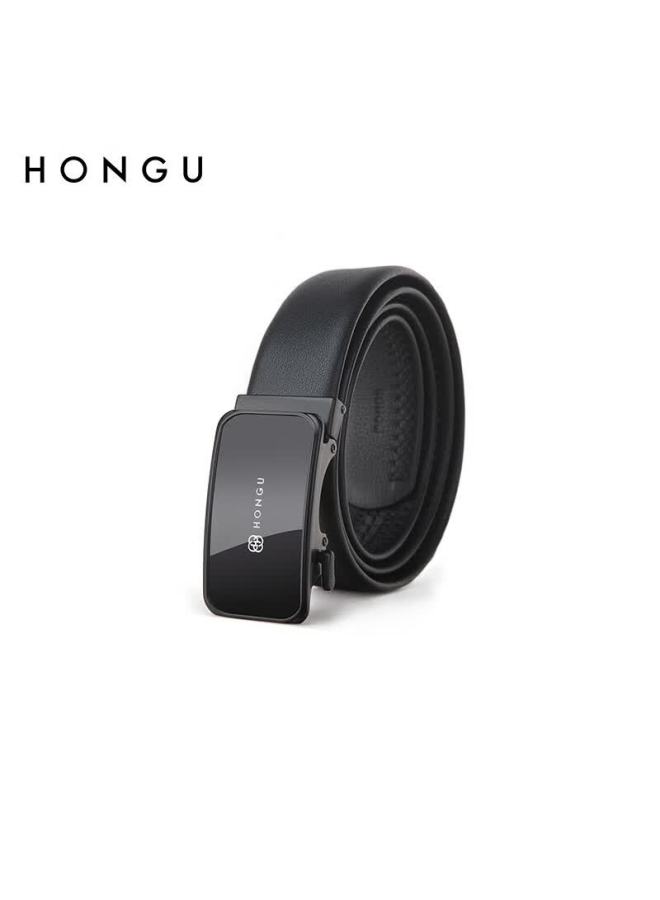 Hongu Men's Genuine Leather Belt Automatic Buckle Top Layer Cowhide Waist Belt 120cm Birthday Gift - Image 2