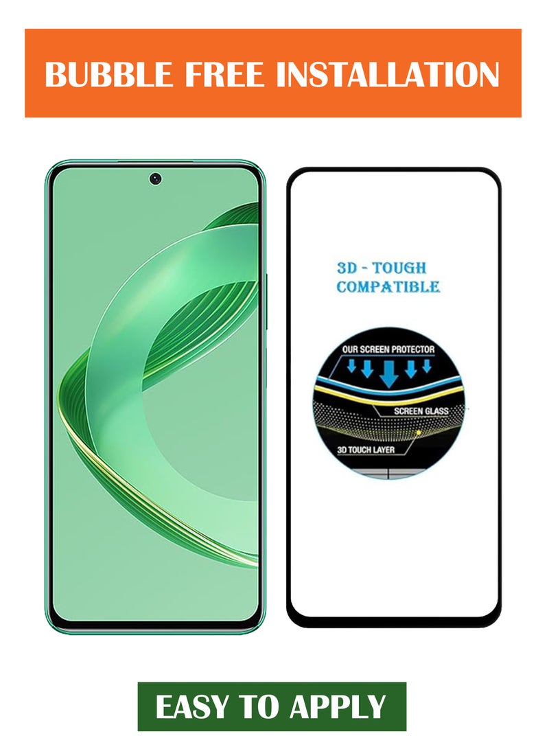 For Huawei Nova 12 SE - Tempered Glass Screen Protector - Advanced Border-Less Full Edge to Edge ,Shatterproof , High Responsiveness , Higher Transparency , Quick to Install ,Anti-scratch and Bubble-free Screen Protector - Black - Image 3