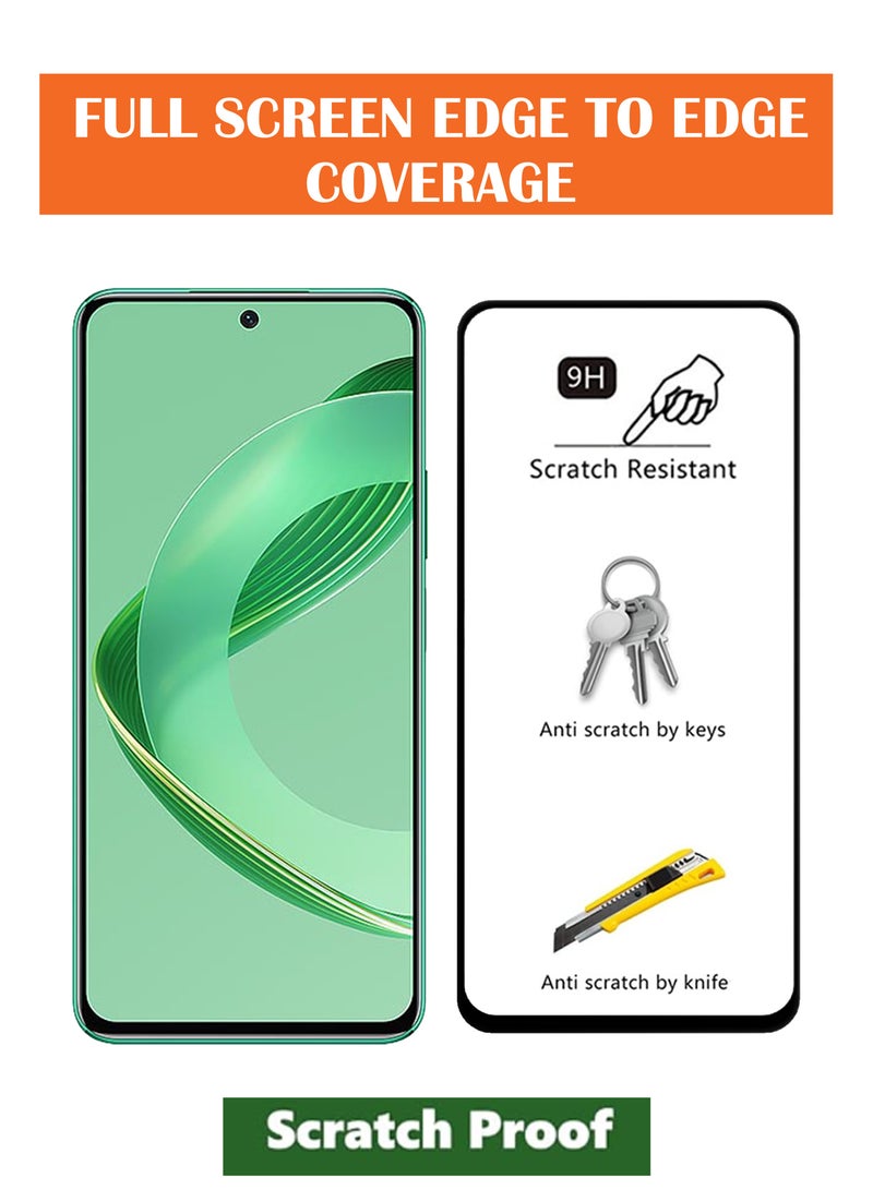 For Huawei Nova 12 SE - Tempered Glass Screen Protector - Advanced Border-Less Full Edge to Edge ,Shatterproof , High Responsiveness , Higher Transparency , Quick to Install ,Anti-scratch and Bubble-free Screen Protector - Black - Image 2
