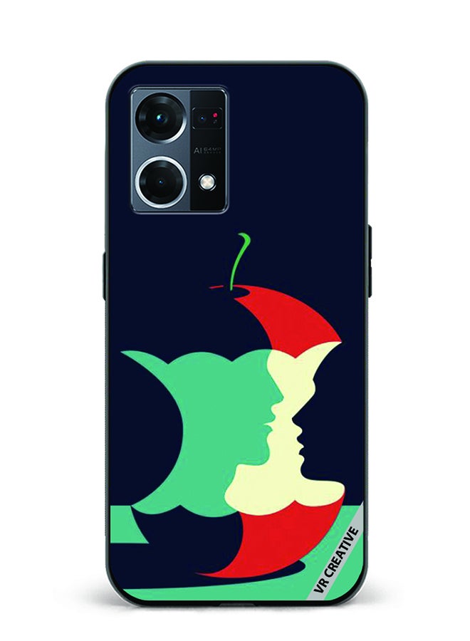 VR CREATIVE Protective Case Cover For Oppo Reno8 4G Eaten Apple Design Multicolour - Image 1