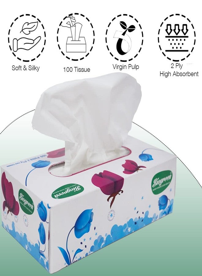 Biogreen Face Tissues, 2ply, 100 Pulls, Pack of 4 | 100 Pulls X 2 Ply = 200 Sheets/Box - Image 3