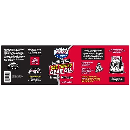 Lucas Oil 10048 Synthetic SAE 75W-90 Gear Oil - 1 Gallon - Image 2