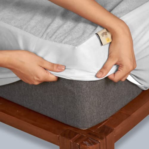 SleepyCat Waterproof Ultra Soft Mattress Protector | Cotton Feel Fitted Cover for Double Bed | Breathable, Hypoallergenic & Durable Protection | 72x48 Inches | Grey - Image 1