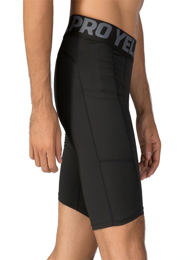 YEL PRO 4 Packs Men Compression Shorts Active Workout Underwear with Pocket - Image 3