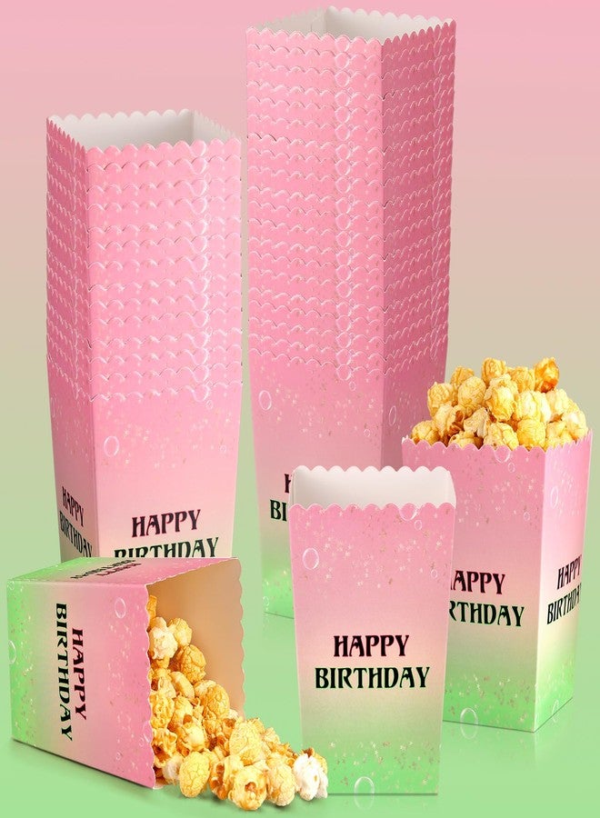 Zhehao 50 Pcs Pink and Green Popcorn Boxes Witch Popcorn Cup Paper Holder Pink and Green Party Favor for Happy Birthday Party Favor Halloween Supplies Decorations - Image 1