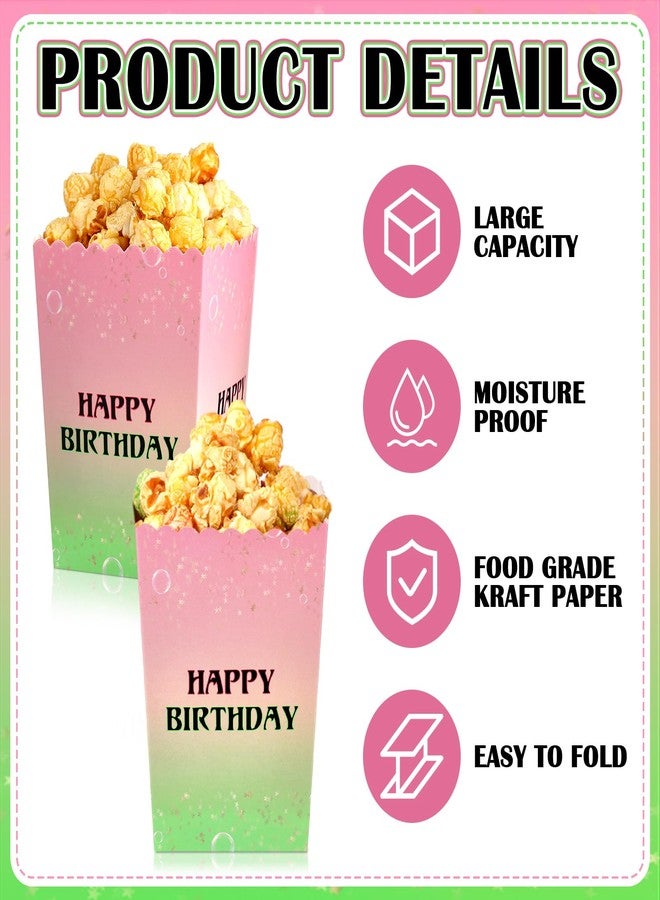 Zhehao 50 Pcs Pink and Green Popcorn Boxes Witch Popcorn Cup Paper Holder Pink and Green Party Favor for Happy Birthday Party Favor Halloween Supplies Decorations - Image 3