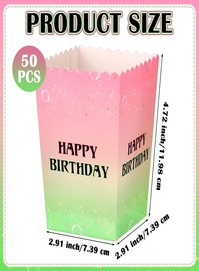 Zhehao 50 Pcs Pink and Green Popcorn Boxes Witch Popcorn Cup Paper Holder Pink and Green Party Favor for Happy Birthday Party Favor Halloween Supplies Decorations - Image 5