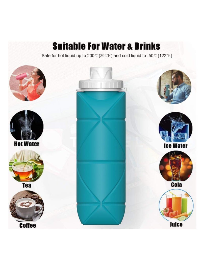Hihonor Collapsible Water Bottles Cups Leakproof Valve Reusable BPA Free Silicone Foldable Travel Water Bottle Cup for Gym Camping Hiking Travel Sports Lightweight Durable - Image 5