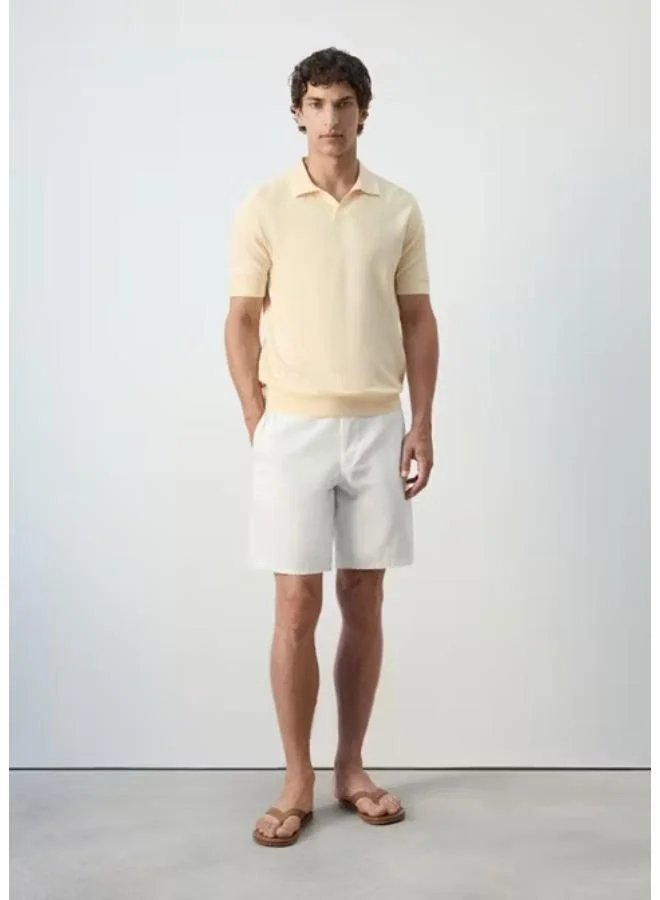 Mango Man 11-AMARILLO PASTEL 100% Cotton Knitted Polo Shirt for Men | Best Price UAE