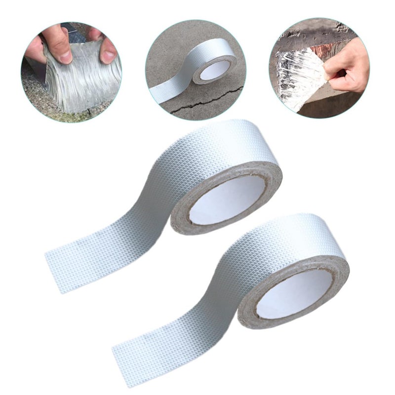 2 قطعة من شريط البوتيل من رقائق الألومنيوم لإصلاح الأسقف، شريط مانع للتسرب بعرض 4 بوصات مقاوم لدرجات الحرارة العالية - Image 3