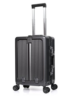 MORANO Morano Modern Carry-on Aluminum Frame Polycarbonate Luggage with Four Universal Wheels and Combination Lock (Grey) Size: 35 CM X 24 CM X 55 CM  - Image 1