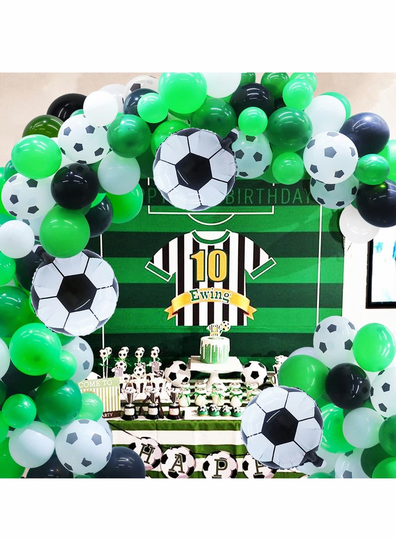 Excefore Soccer Balloons Arch Garland Kit - 106 Pcs Soccer Balloons for Soccer Party Decorations, Large Soccer Foil Balloons for Football Soccer Theme Kids Birthday Party World Cup Decorations - Image 1
