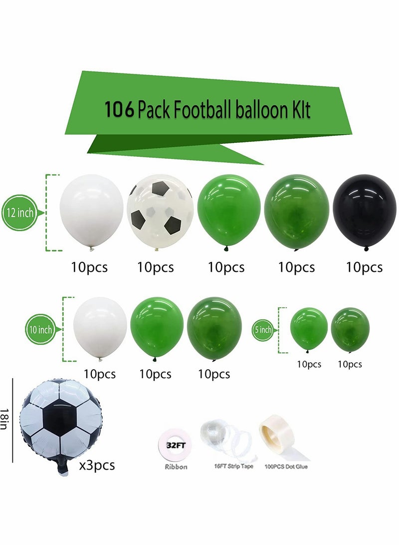 Excefore Soccer Balloons Arch Garland Kit - 106 Pcs Soccer Balloons for Soccer Party Decorations, Large Soccer Foil Balloons for Football Soccer Theme Kids Birthday Party World Cup Decorations - Image 3