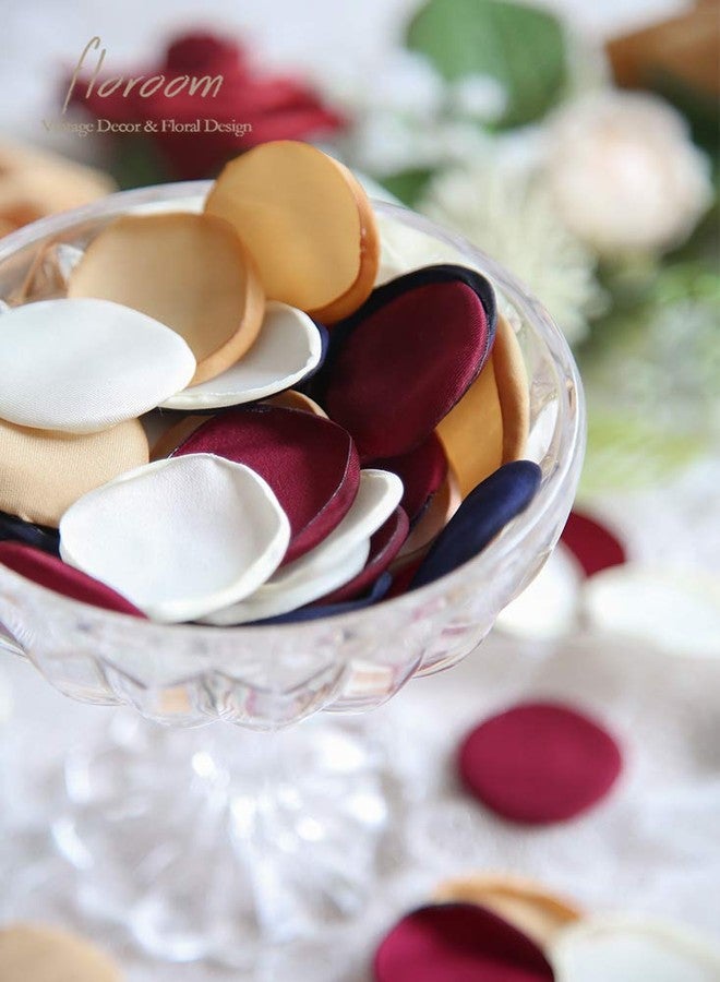 Floroom 300pcs Rose Petals Burgundy Navy Faux Silk Flower Petals for Wedding Flower Girl Basket Aisle Runner Scatter Dinner Table Centerpieces Party Confetti Bridal Shower Romantic Night Decoration - Image 2