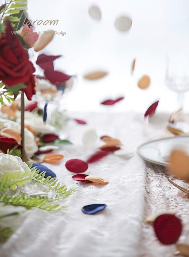 Floroom 300pcs Rose Petals Burgundy Navy Faux Silk Flower Petals for Wedding Flower Girl Basket Aisle Runner Scatter Dinner Table Centerpieces Party Confetti Bridal Shower Romantic Night Decoration - Image 5