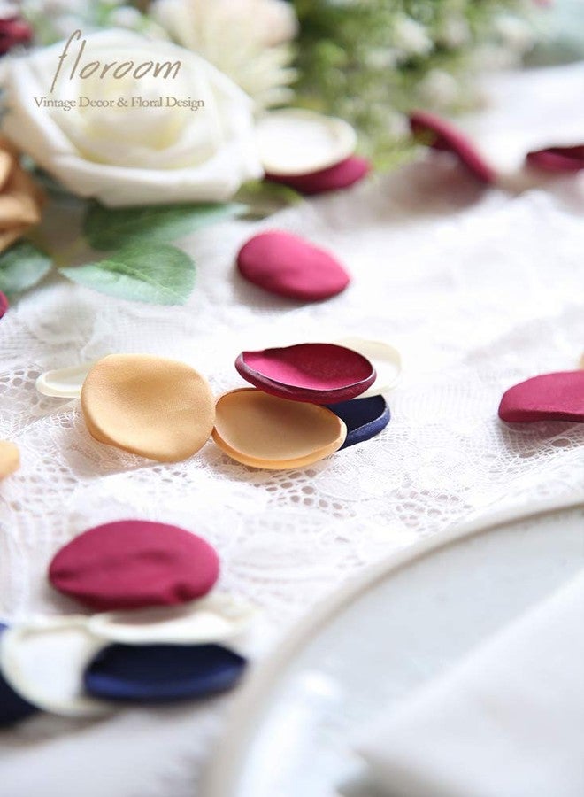 Floroom 300pcs Rose Petals Burgundy Navy Faux Silk Flower Petals for Wedding Flower Girl Basket Aisle Runner Scatter Dinner Table Centerpieces Party Confetti Bridal Shower Romantic Night Decoration - Image 4
