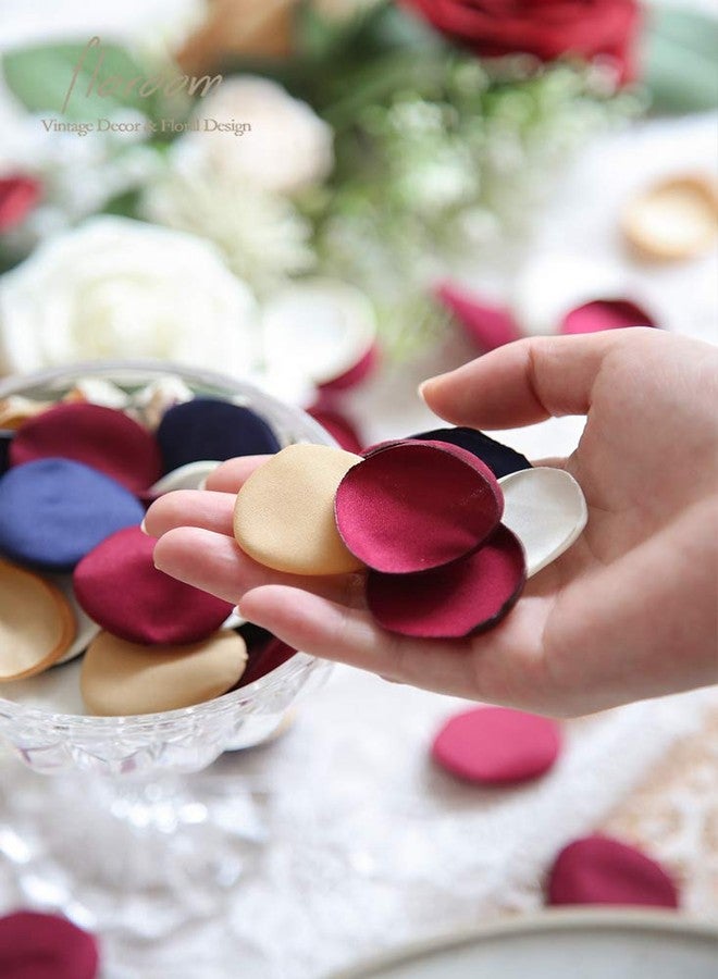 Floroom 300pcs Rose Petals Burgundy Navy Faux Silk Flower Petals for Wedding Flower Girl Basket Aisle Runner Scatter Dinner Table Centerpieces Party Confetti Bridal Shower Romantic Night Decoration - Image 3