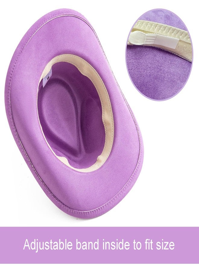 Jastore Faux-Suede Cowboy Hat for Kids Girls Boys with Shapeable Wide Brim Western Hats for Cowboys and Cowgirls (US, Age, 6 Years, 12 Years, Purple) - Image 3