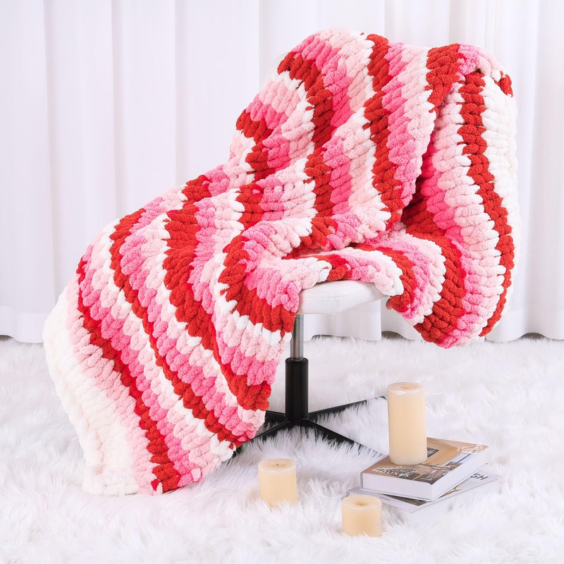 HOMBYS 8 Pack Assorted Chunky Yarn for Crocheting,Super Bulky Large Soft Fluffy Yarn,Plush Fuzzy Yarn,Thick Chenille Yarn for Hand Knitting/Arm Knitting,Red Gradient(27yds,8 oz Each Skein) - Image 2