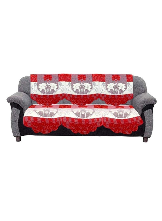 Kuber Industries Flower Cotton 2 Piece 3 Seater Sofa Cover (Maroon) - CTKTC022243 - Image 1