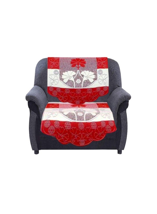 Kuber Industries Flower Cotton 2 Piece 3 Seater Sofa Cover (Maroon) - CTKTC022243 - Image 4