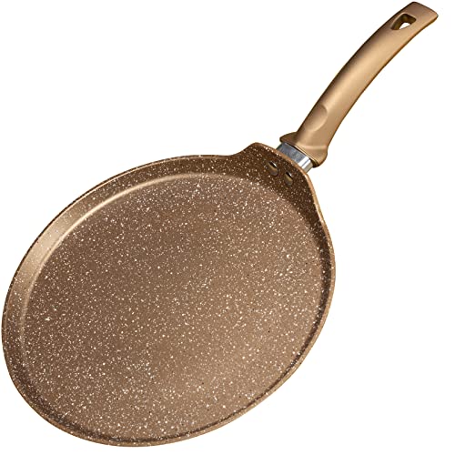 Innerwell 11 inch Nonstick Crepe Pan, Granite Coating Flat Skillet Dosa Tawa Tortilla Pan, Large Pancake Griddle Comal Pan, Compatible with All Stovetops, PFOA Free - Image 1