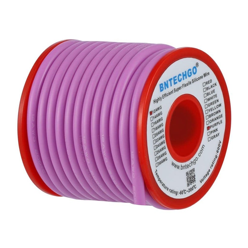 BNTECHGO 12 Gauge Silicone Wire Spool 25 ft Purple Flexible 12 AWG Stranded Tinned Copper Wire - Image 2