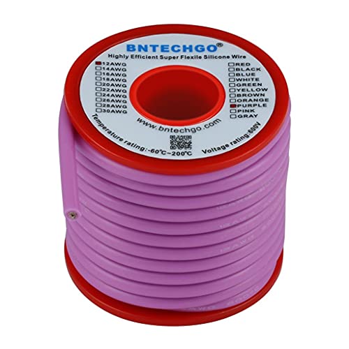 BNTECHGO 12 Gauge Silicone Wire Spool 25 ft Purple Flexible 12 AWG Stranded Tinned Copper Wire - Image 3