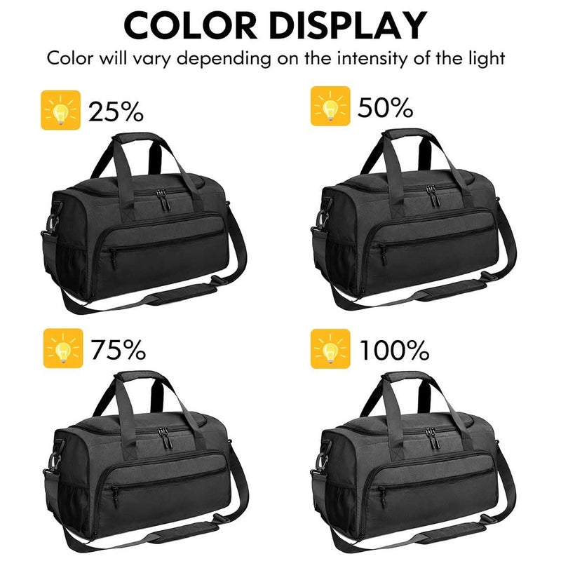 SOAEON Gym Bag for Men Women, Small Fitness Workout Sports Duffle Bag with Wet Pocket & Shoes Compartment, Water Resistant Overnight Weekender Duffel Bag in Light Black - Image 5