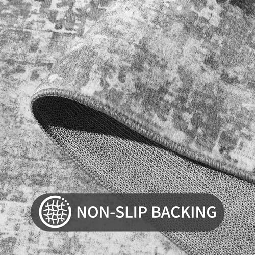 Ompaa Non Slip, Washable, Soft Abstract Long Carpet Runner Rug with Rubber Backing for Hallways, Kitchen, Bedroom, Bathroom, Entryway, Grey, 2x6 ft - Image 5