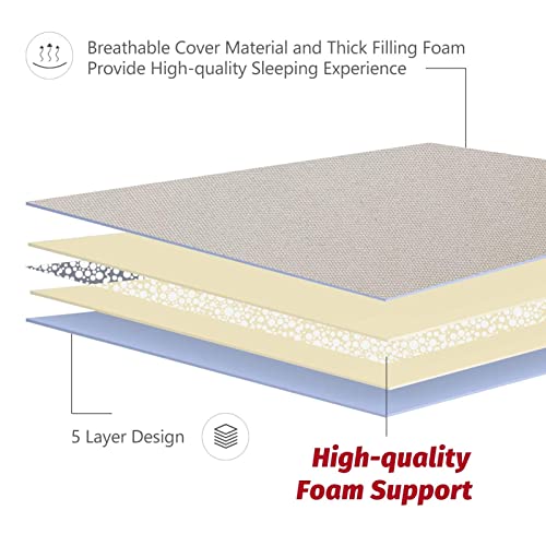 MAXYOYO Japanese Floor Futon Queen Size, Thicken Tatami Mat Sleeping Pad Foldable Roll Up Mattress Trifold Pad Guest Bed, Off White - Image 5