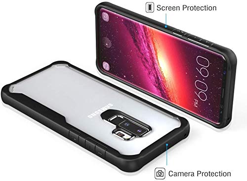 Plus TPU and Plastic Bumper Case with Clear Back Hard Panel Protective Case Cover for Samsung Galaxy S9+ (S9Plus), Black - Image 3