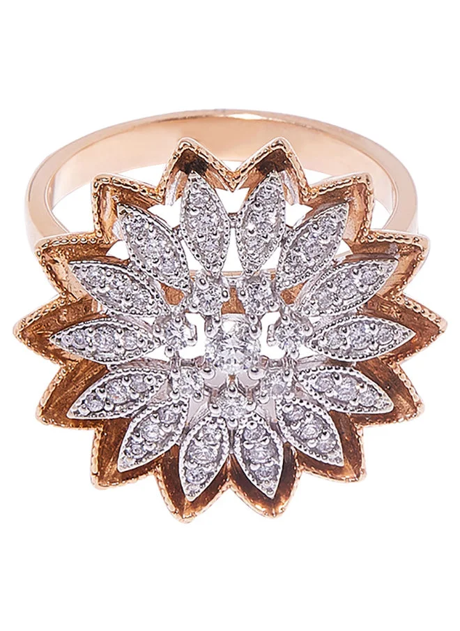 أناكا 18K Gold Elegant Floral Cut Diamond Ring