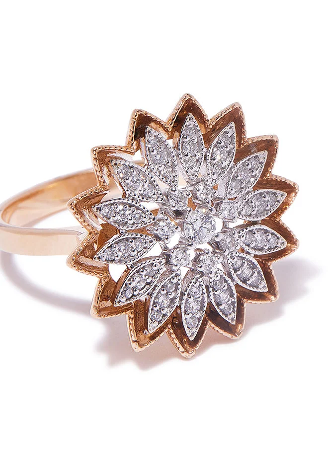 Annaka 18K Gold Elegant Floral Cut Diamond Ring