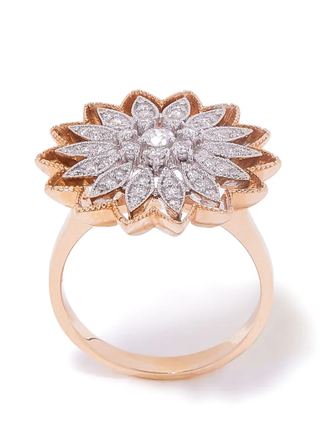 Annaka 18K Gold Elegant Floral Cut Diamond Ring