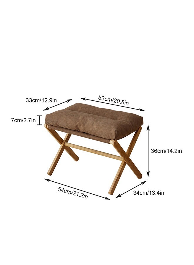 Solerconm Fluffy Ottoman Footrest Stool – Foldable Under-Desk Chair with Removable Cushion, Compact and Comfortable, 54x34x36cm – [Grey/White/Brown]  - Image 4