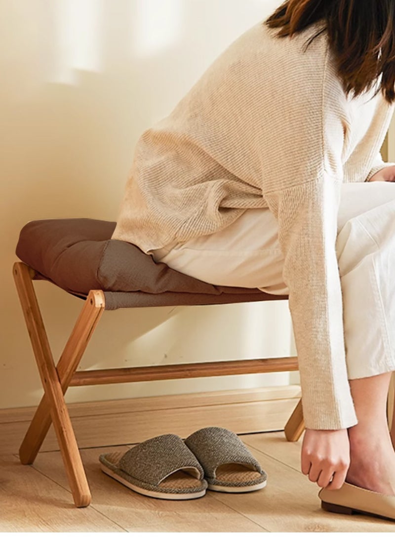 Solerconm Fluffy Ottoman Footrest Stool – Foldable Under-Desk Chair with Removable Cushion, Compact and Comfortable, 54x34x36cm – [Grey/White/Brown]  - Image 5